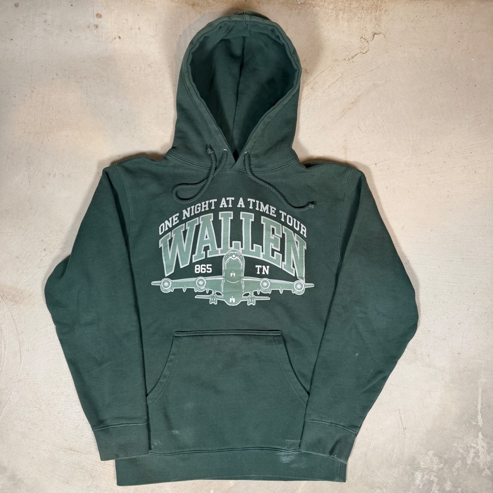 Morgan Wallen One Night At A Time World Tour Hoodie Mens Small Green 865 TN
